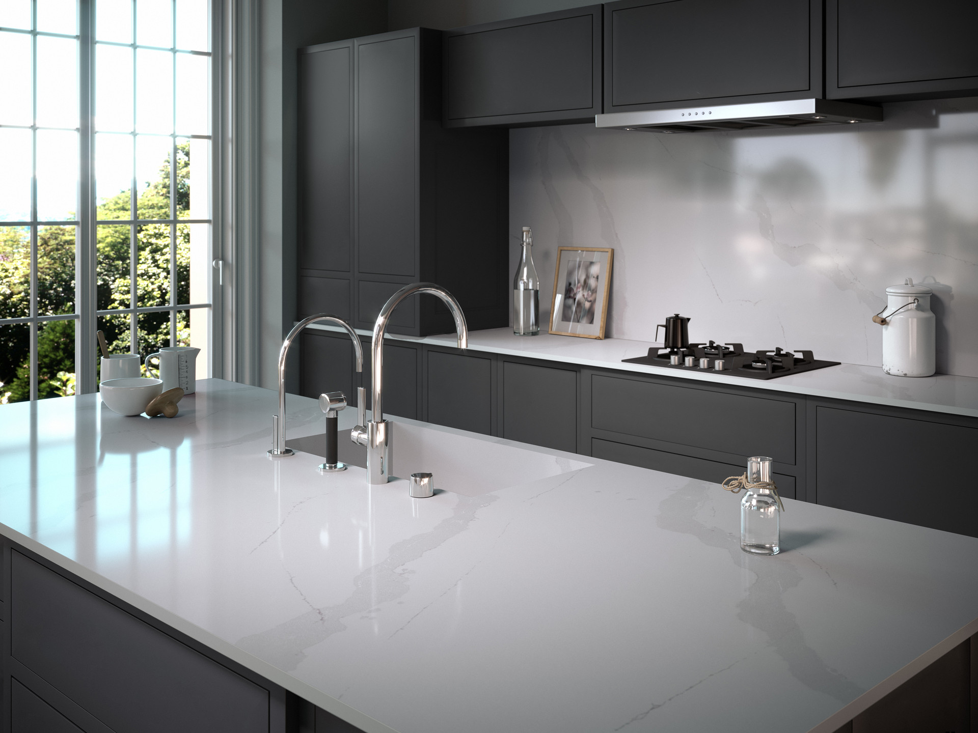 Küchenarbeitsplatten und Nischenrückwand aus Quarzstein - Foto: SILESTONE®