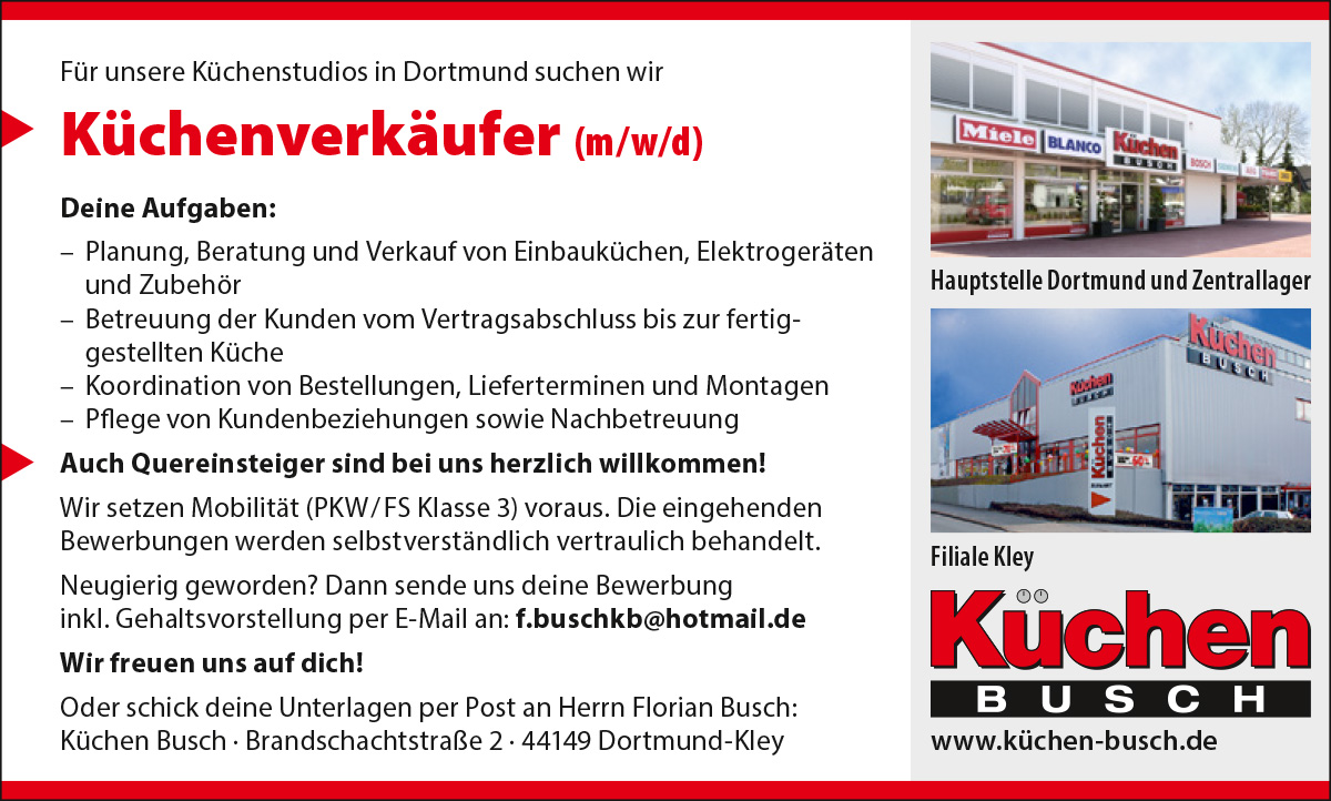 Stellenanzeige Filialsachbearbeitung